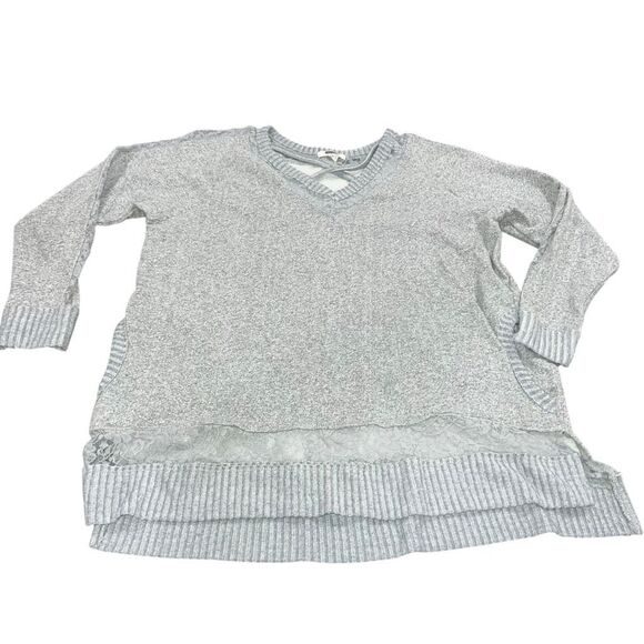 Maurices Grey Heathered Lace Accent Top - Size 1 - Picture 1 of 11